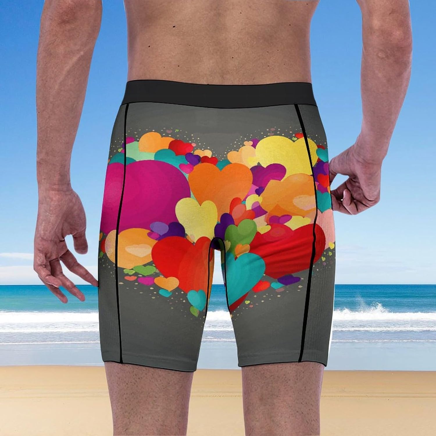 Graphics Love HeartsGraphics Love Hearts Compression Shorts Men Spandex Sport Shorts Workout Performance Baselayer Underwear