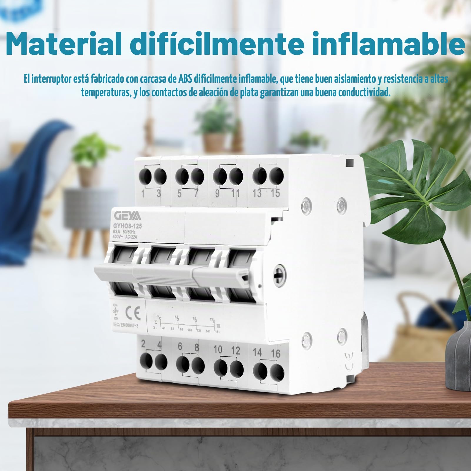 Interruptor de transferencia 4P 63A Conmutador Dual Power manual 400VAC interruptor de Aislamiento transferencia manual Montaje en carril DIN
