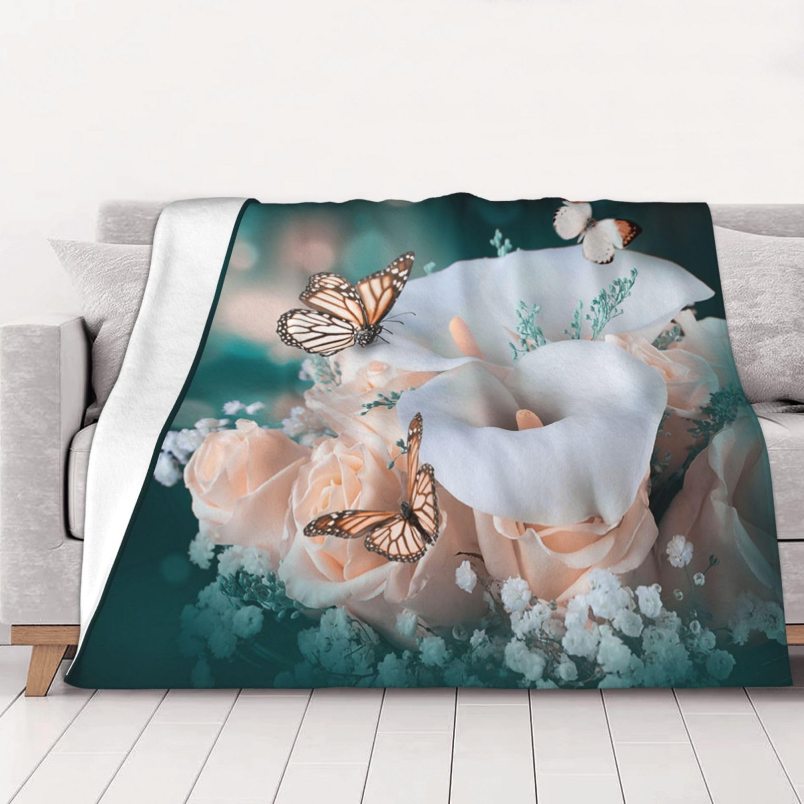 Couverture en flanelle motif papillon 200x150 cm, une idée cadeau douce pour hommes et femmes