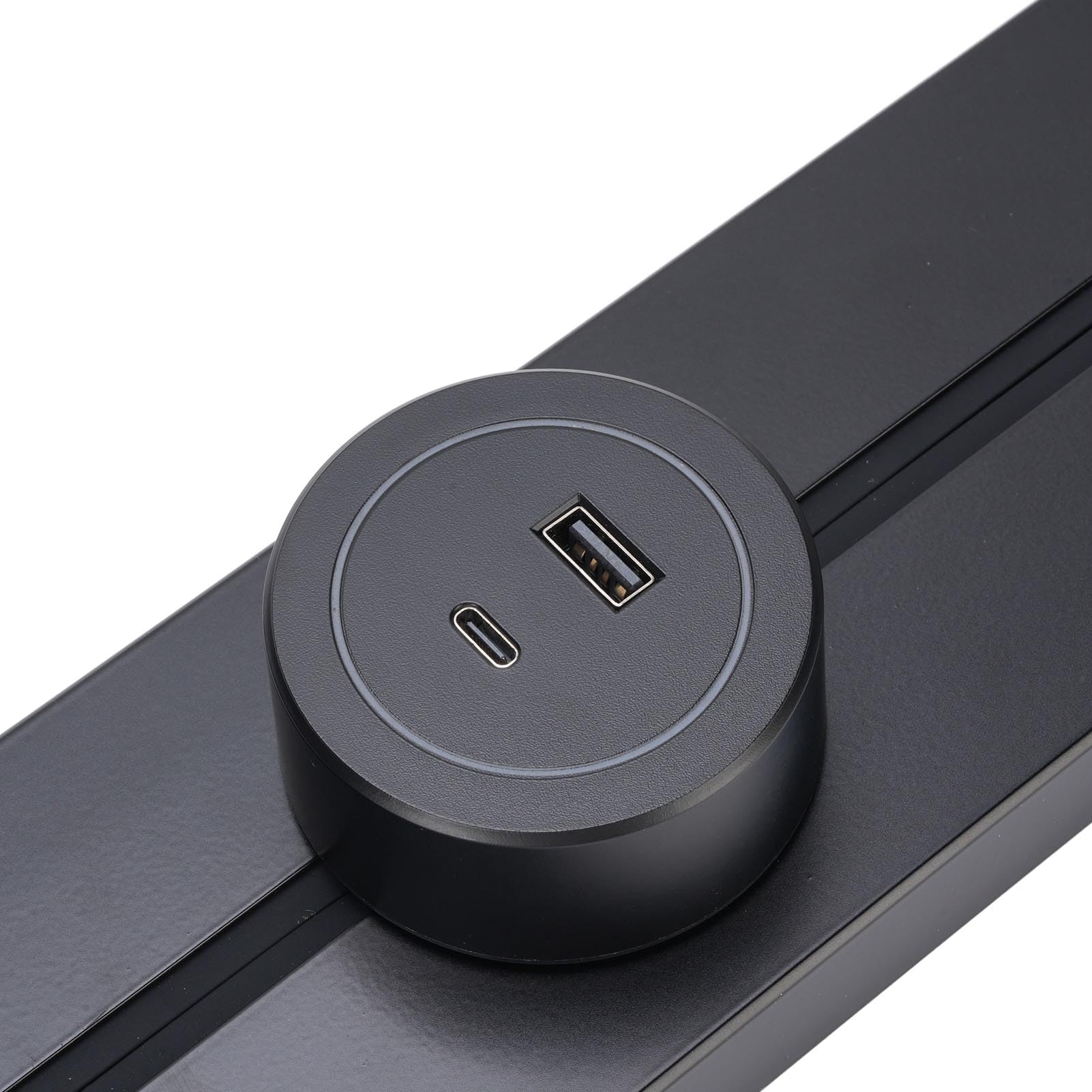 FTVOGUE Naścienna Listwa Zasilająca Szynowa – Szyna 600 Mm, 32 A, 8000 W – z Przesuwnymi Gniazdami, Stopniem Ochrony IP20 i Wskaźnikiem LED; do Kuchni, Salonu i (2xwtyczka EU AC250V 16A + 1xUSB DC
