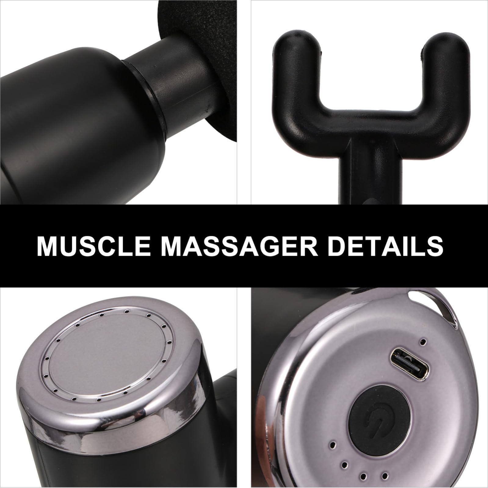 Masajeador Muscular Eléctrico USB 2000 Mah Negro 4 Cabezales