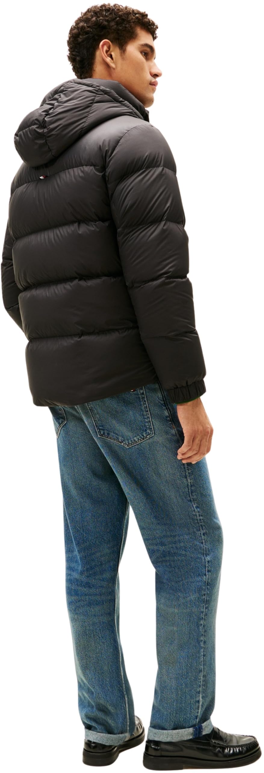 Tommy Hilfiger Herren Pufferjacke Mix Down mit Kapuze, Schwarz (Black), S – Ansicht 2