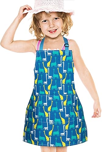 Miniatura 31 de Delantales de niños, delantal de algodón para niño, con correa ajustable en el cuello, delantal de chef infantil blanco 1,Negro 1,Negro 2,Azul,Rosado