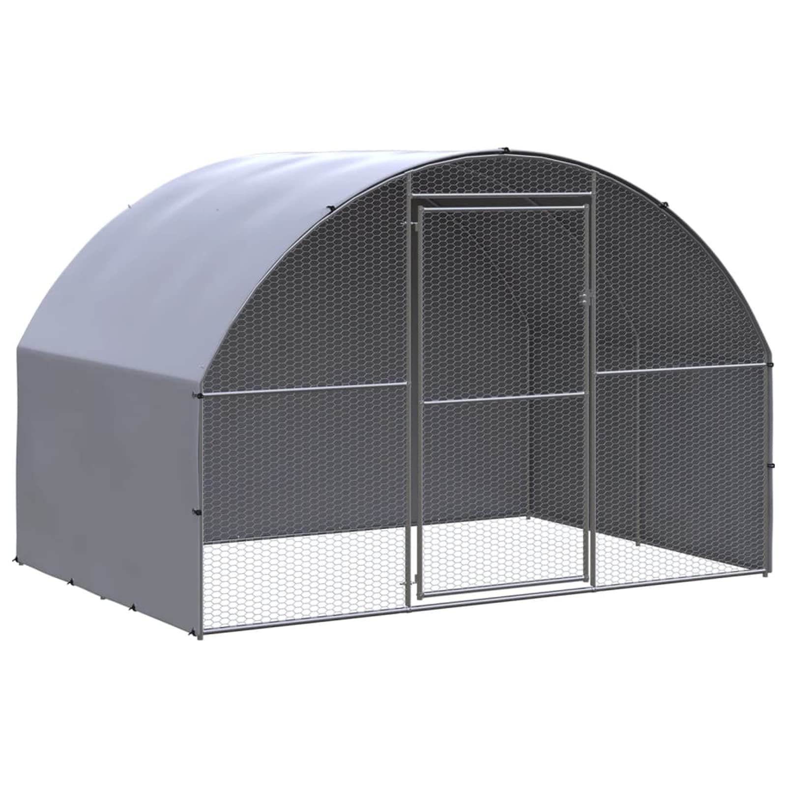 Festnight Gallinero de Exterior Grande 3x2x2 m con Tejado de Tela Oxford Perrera de Exterior con Toldo Jaula de Acero Galvanizado para Gallinas Conejos Aves de Corral Plata
