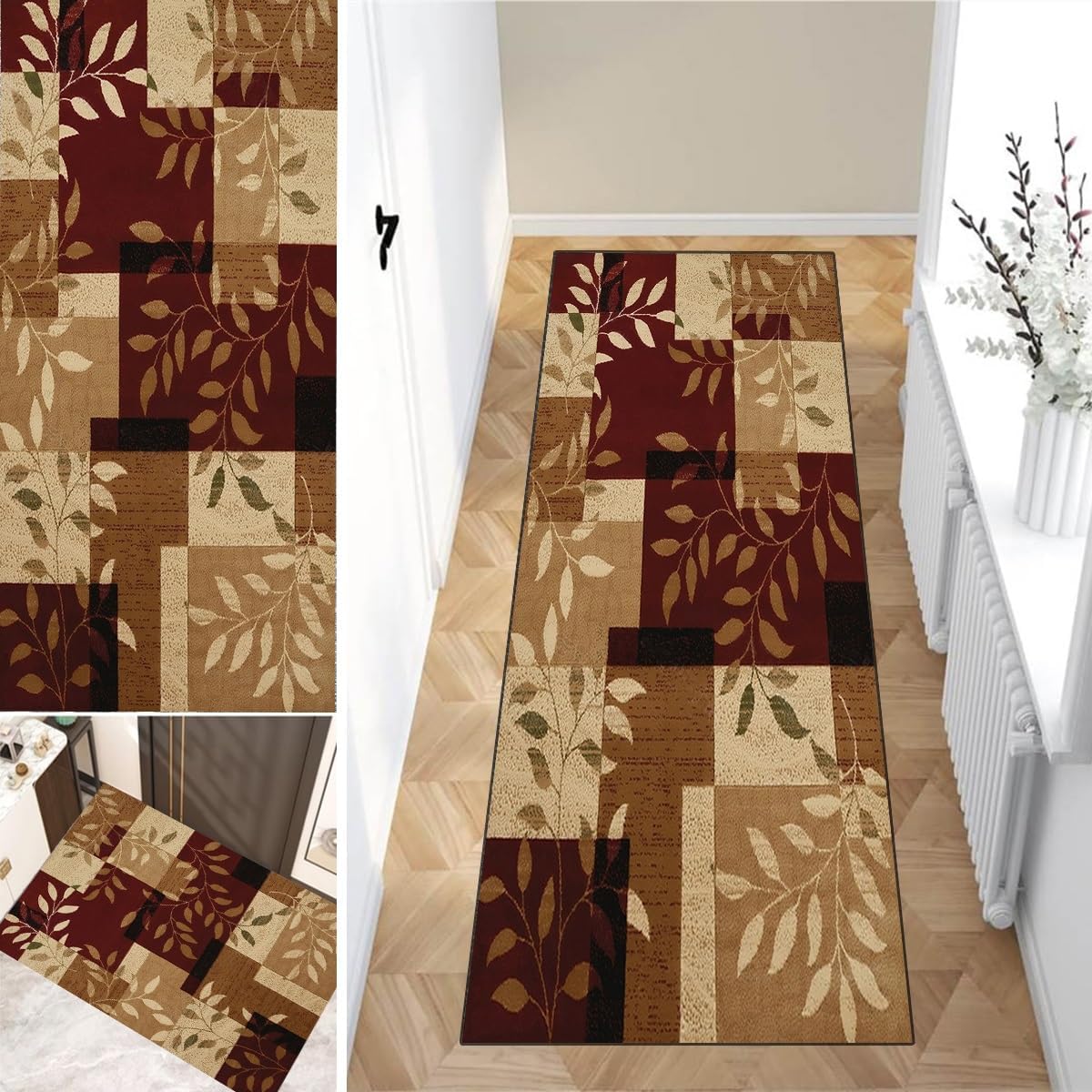 Runner Rug for Hallway 1'4"x2'7" Non Slip Area Rug Runner for Living Room Washable Vintage Doormat Runner Rugs Floor Carpet for Entryway Bedroom Doorway Indoor Office
