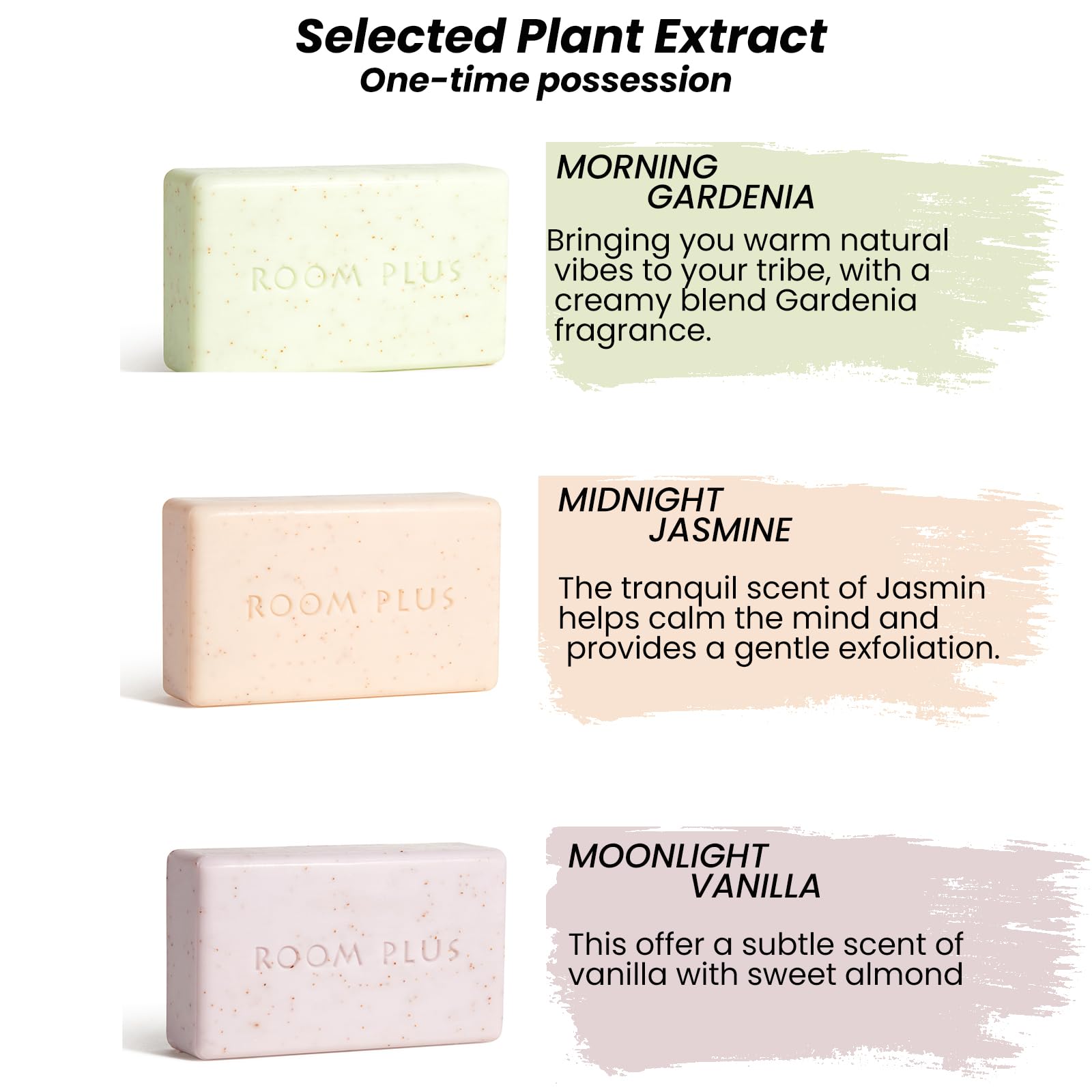 YESUN Fragrance Bar Soap, Big Brick of Bath Soap,Made with Organic Oils, 3-pack,1.3lb,Natural Soap Bar,Moisturizing clean, Floral Scent,Walnut Powder Exfoliates ROOMPLUS(Gardenia,Jasmine,vanilla)