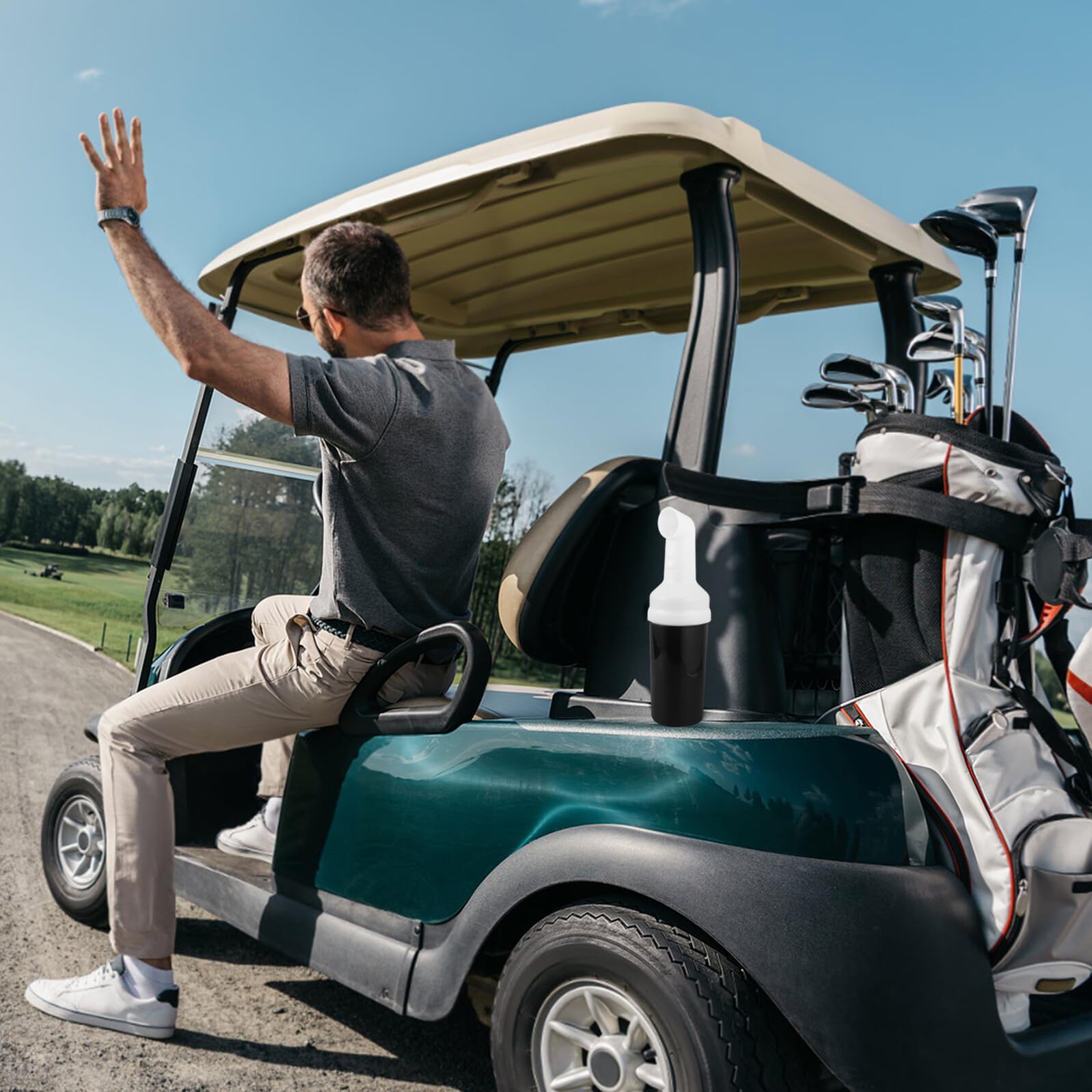 Golfsandbehälter mit Kunststoffhalterung für Golfwagen Kleiner Divot Sandflasche Eimer Stoßfester Halter für Golftrolley Sandflaschenbefestigung für Golfwagen Zubehör