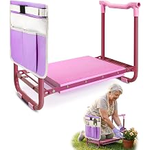 Garden Kneeler and Seat Heavy Duty, Foldable Gardening Stool Bench with Widened Thick Soft Kneeling Pad and Tool Pouches - 2-in-1 Portable Kneeling Device for Seniors (Purple)