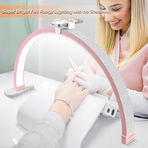 Miniatura 9 de KMLSHLL Luz de media luna para escritorio de uñas, brillantes diamantes de imitación de media luna lámpara de escritorio LED para esteticistas,