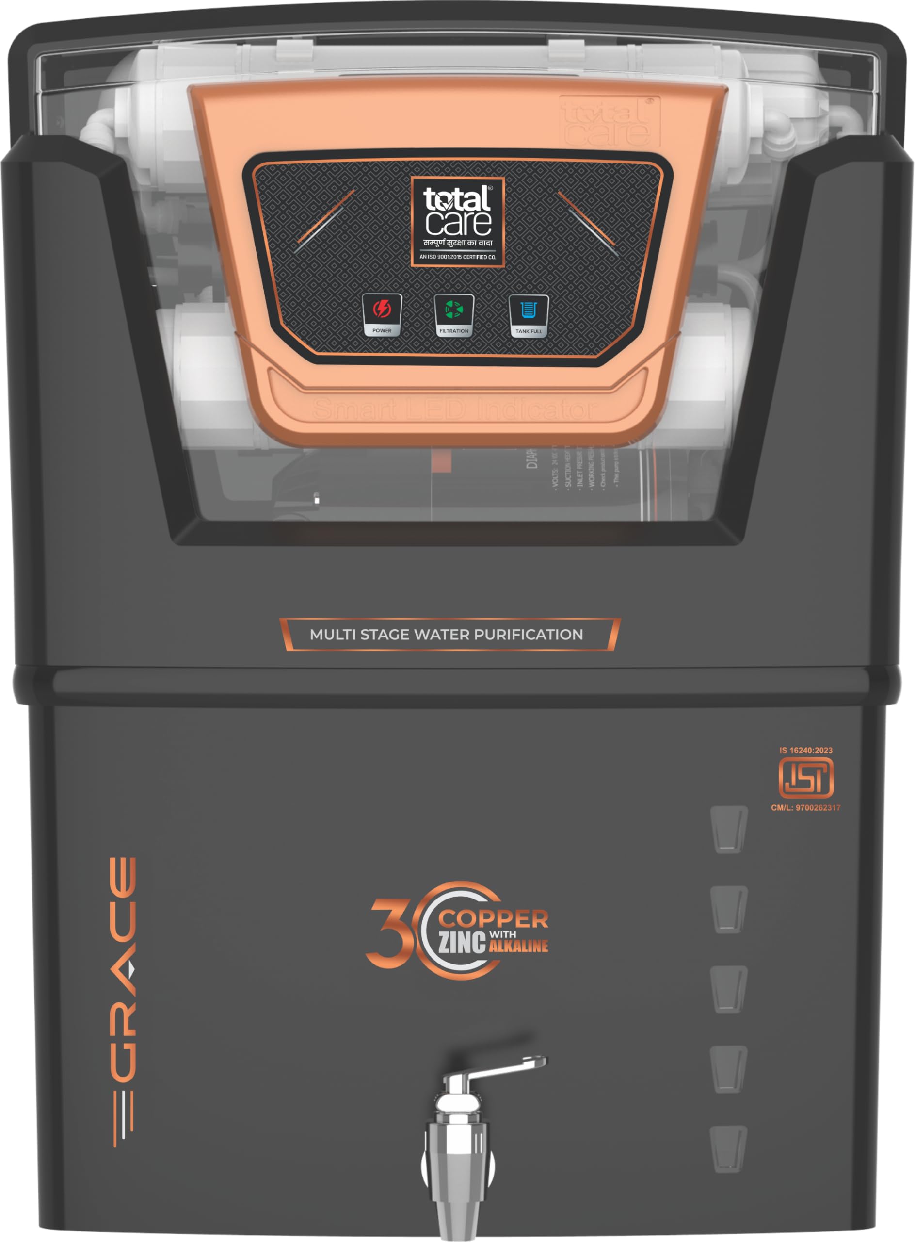 TC-RO GRACE BLACK 15 L Water Purifier (BLACK) | RO+UV+UF+ZnCUALK-image-3