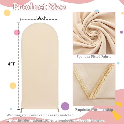 Miniatura 8 de Cubierta de arco de boda rosa de 2.1 x 5 pies, cubierta de fondo de arco circular de elastano, cubierta de arco superior redonda ajustada para