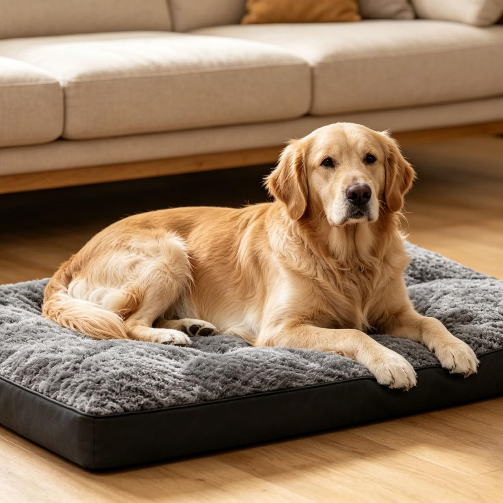 Naroote Lit de Cage pour Chien, Tapis de Couchage en Tissu Oxford en Peluche pour Animaux de Compagnie (104x68x8cm/40,9x26,8x3,1 Pouces)