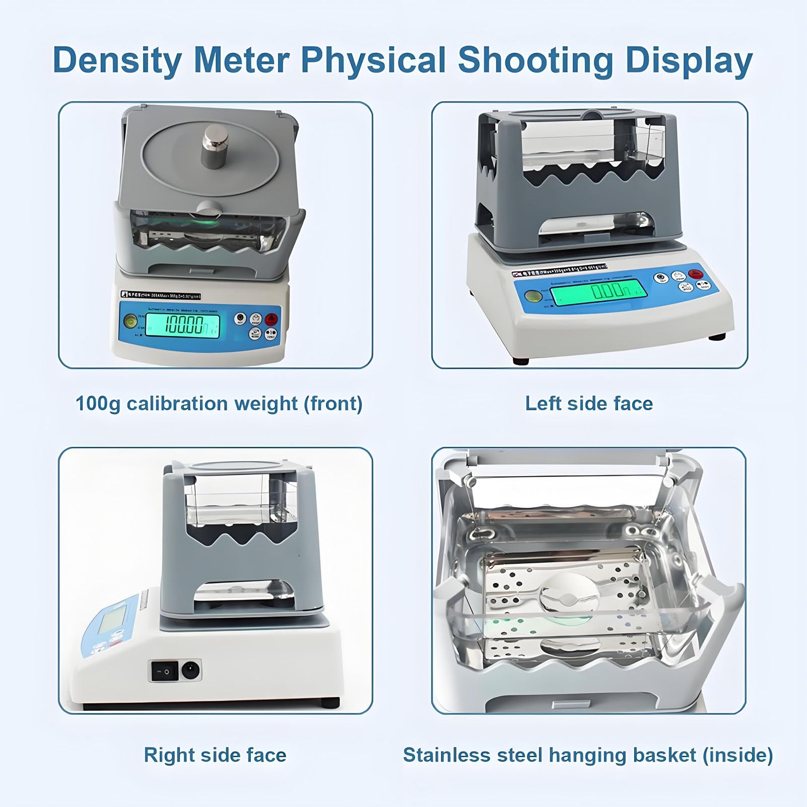 Misuratore elettronico di densità dei Solidi, analizzatore per Test di purezza dell'oro, misuratore elettronico Digitale per Test di purezza dell'oro con Peso Massimo 300G/600G 300g