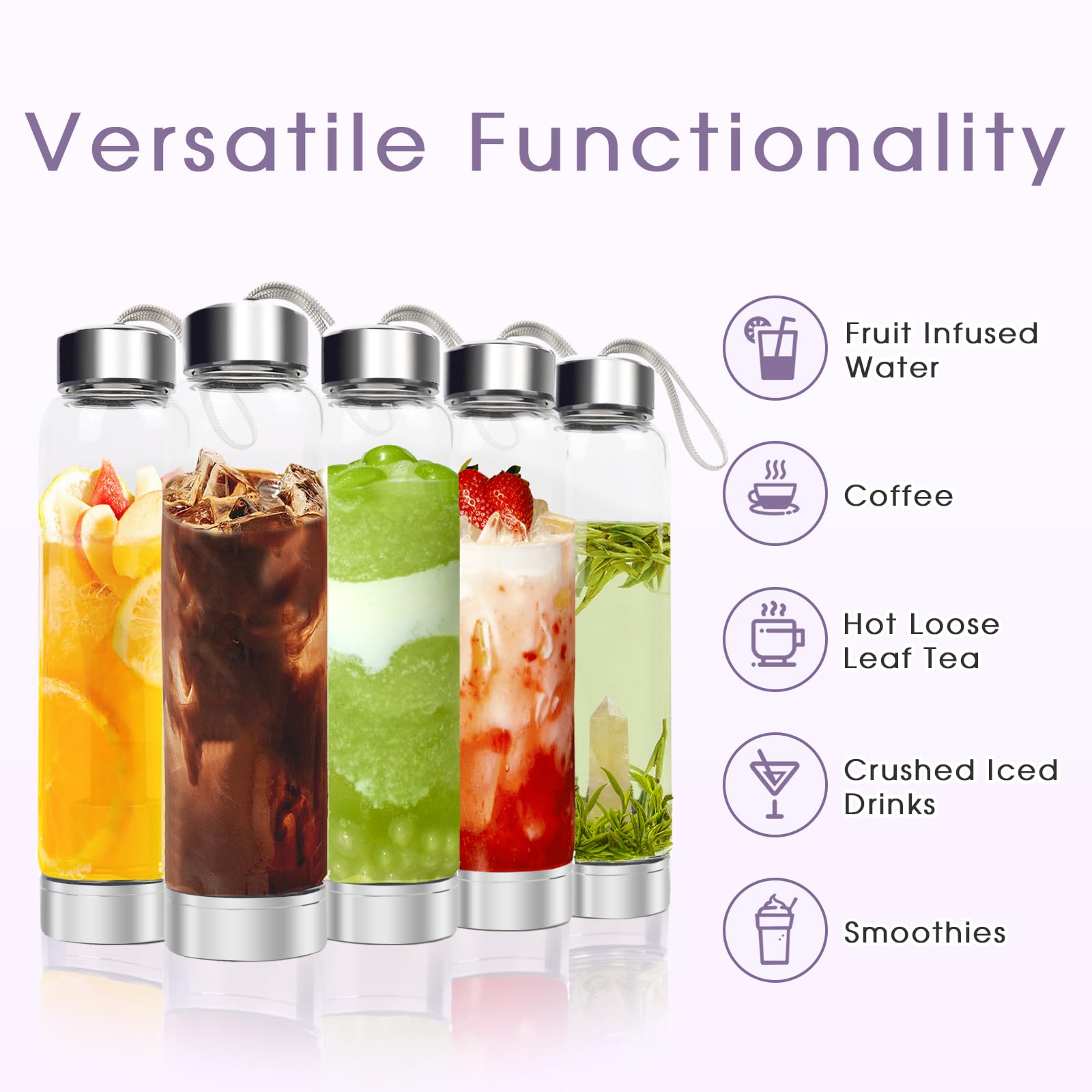 Amazon.com: Crystal Glass Water Bottle - Crystal Clear Infused
