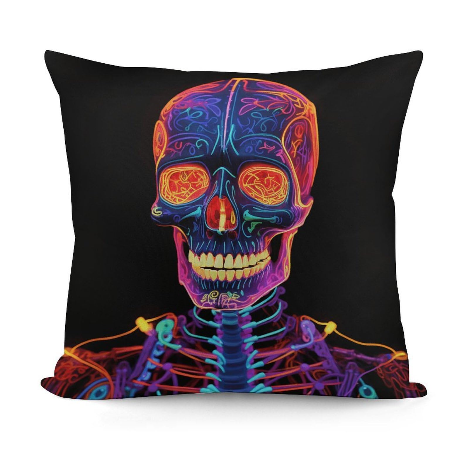 Adfgyerh Style Skull Glowing Decorative Pillow Covers, Throw Pillow Covers Soft For All Seasons, Pillowcases For Couch Living Room Sofa Bedroom 18X18 Inch