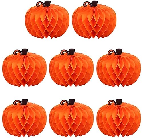 Kalolary 8 Packs Pumpkin Honeycomb Paper Tissue Halloween Pumpkin Honeycomb