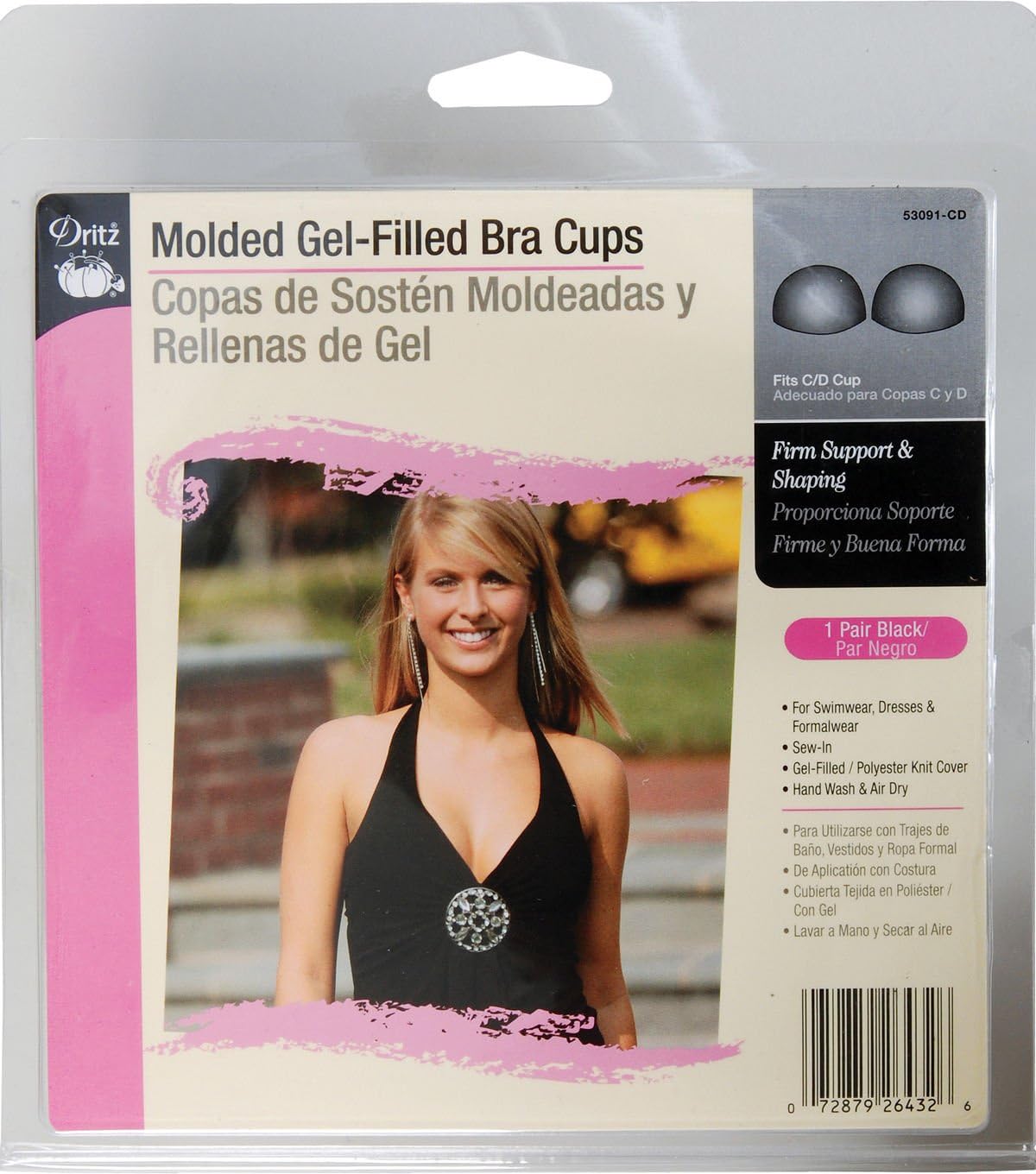 Dritz Molded Gel-Filled Bra Cups, A/B, 1 Pair, Nude