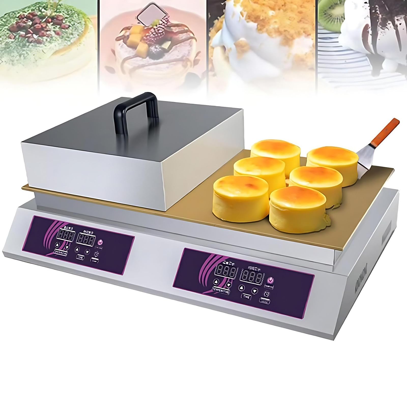 Electric Souffle Making Machine, Dorayaki Baker Pancake Souffle Electric Countertop Dorayaki Making Machine, Waffle Maker, For Home Kitchen Restaurant Bakery Snack Bar 60-240℃ B