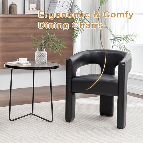 Miniatura 6 de Modern Barrel - Silla de comedor, cómodas sillas tapizadas de piel sintética con respaldo abierto, silla de tocador montada, silla decorativa de