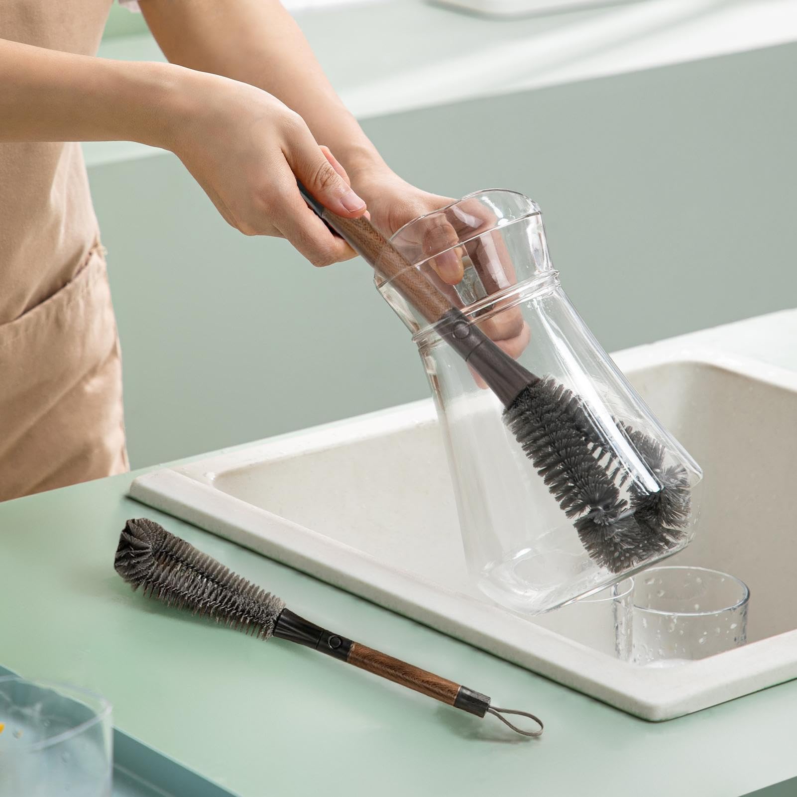 Spazzola Pulizia Bottiglie Setole Morbide Spazi Stretti Scrubber