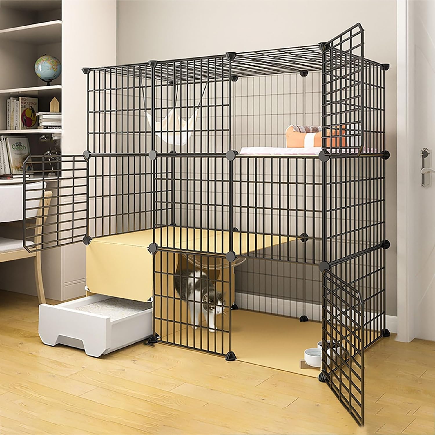 asdchZen Cat House Cat Cages - Diy Cat Enclosure,Indoor Cattery,Cat,Detachable Metal Small Animal Cage With Cat Litter Box For Cat And Small Animals