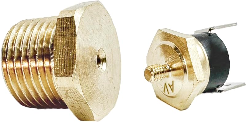Interruptor termostático de temperatura American Volt para ventoinha elétrica, sonda de latão 1/2" NPT – Liga a 88 °C e desliga a 79 °C