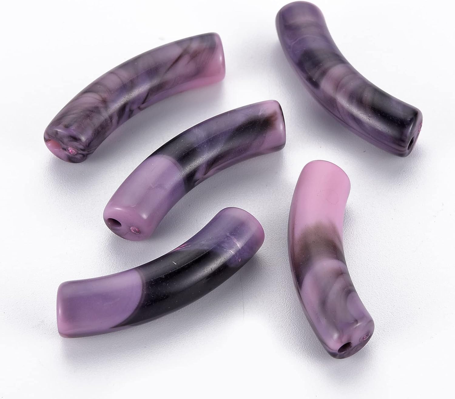 300pcs/500g Transparent Acrylic Beads Imitation Gemstone Curved Noodle Tube Beads Loose Beads 33x8x10.5mm Hole: 1.6mm for DIY Jewelry Making
