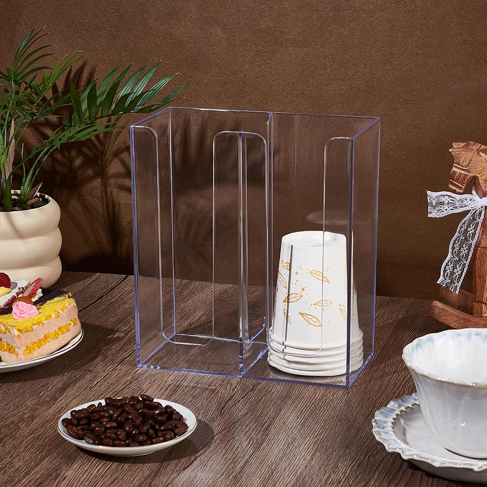 UNICRAFTALE Spender Für Einwegbecher 2 Fach Aufbewahrungsorganisator Für Becherdeckel Aus Acryl Aufbewahrungsorganisator Für Kaffeetassen Organizerhalter Für Kaffeebar Hausparty Essentials