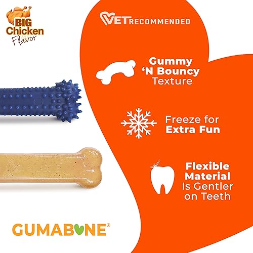 Vista 4 de Nylabone Original Bone Flexi - Juguete masticable para perros, juguetes flexibles para masticadores moderados y suaves, sabor a pollo, mediano
