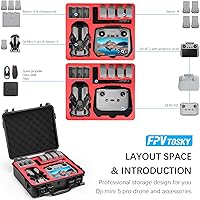 Vista 2 de FPVtosky Funda rígida para DJI Mini 5 Pro/Fly More Combo/Plus, funda de transporte impermeable para accesorios Mavic Mini5 Pro RC 2 [solo funda]