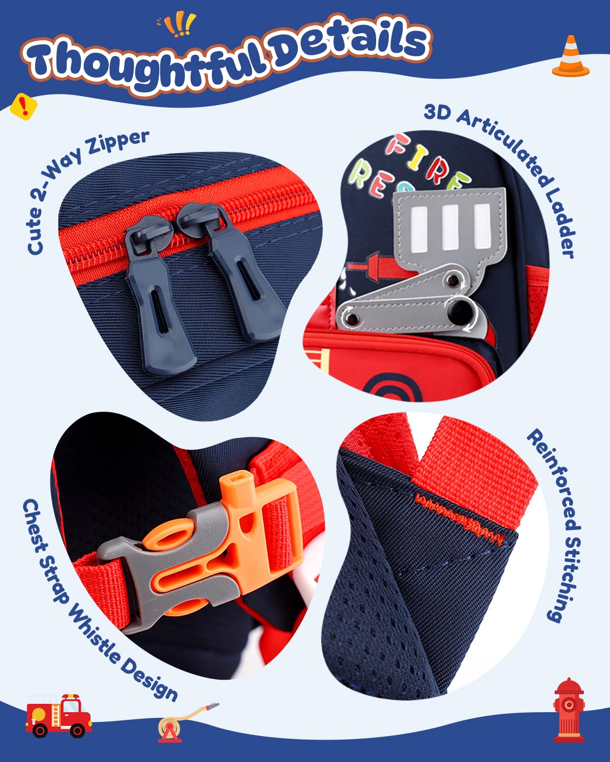 PROTAURI Sac à Dos Enfant Garçons avec Bretelles de Poitrine, Cartable Maternelle Réfléchissant 360° Imperméable et Léger, Sac Enfant Maternelle Passend für DIN A4 2-6 Jahre, 10.6L, Bleu Marine | Avec sangle de poitrine réfléchissante, imperméable, légère