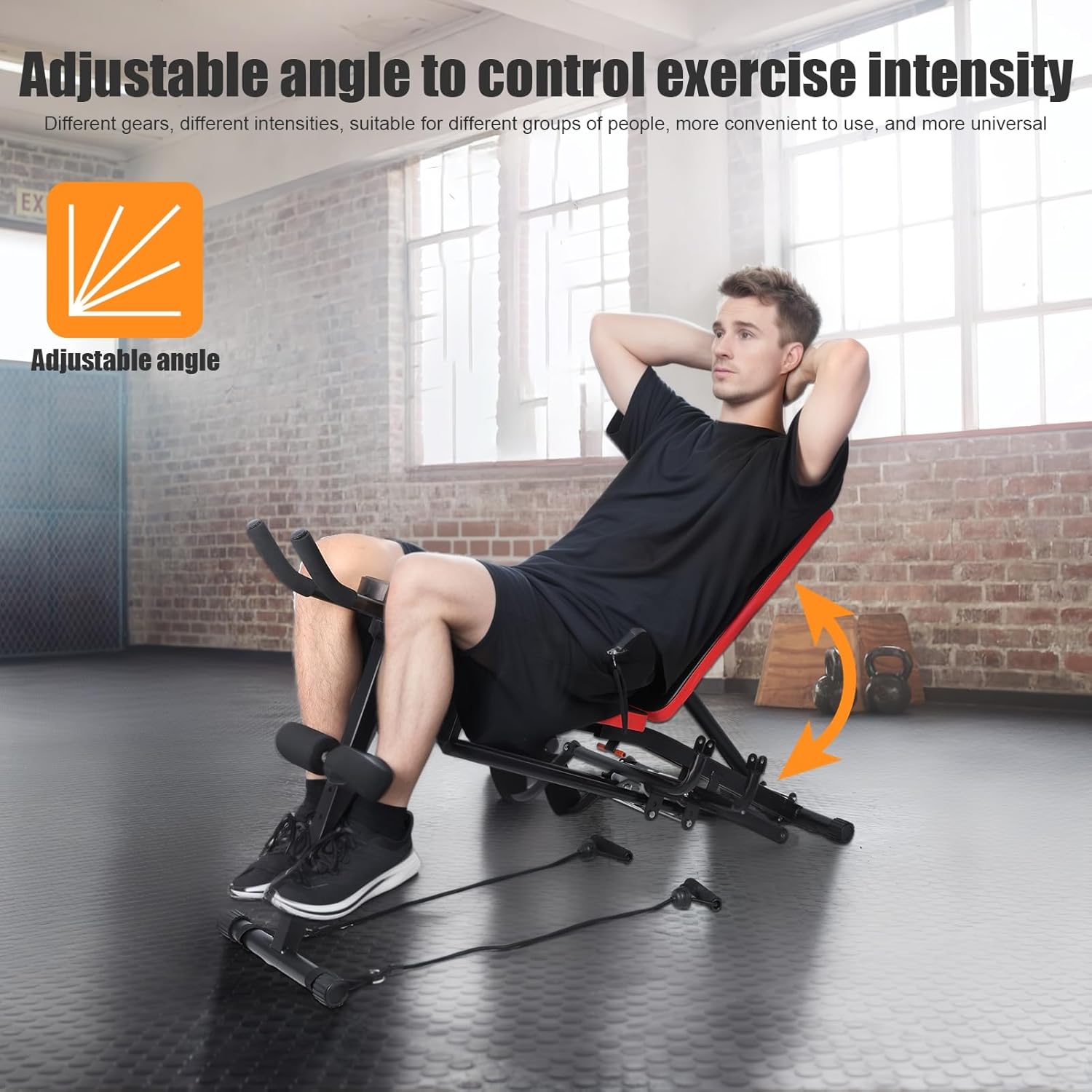Sit Up Bench for Abs, Strength Training Bench, Ab Workout Equipment, Adjustable Weight Bench Workout Bench for Home Gym, Ab Exercise Equipment for Total Body Workout