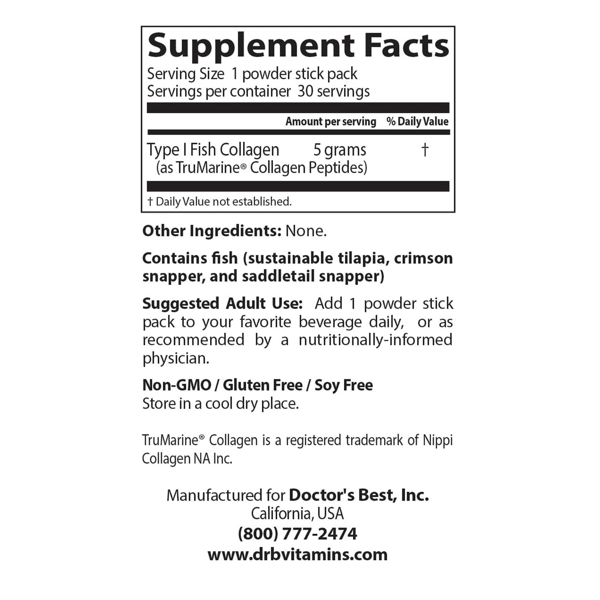 Doctor's Best Fish Collagen w/Naticol Fish Collagen, Supports Skin, Nails, Joints, 30 Powder Stick Pack. 4