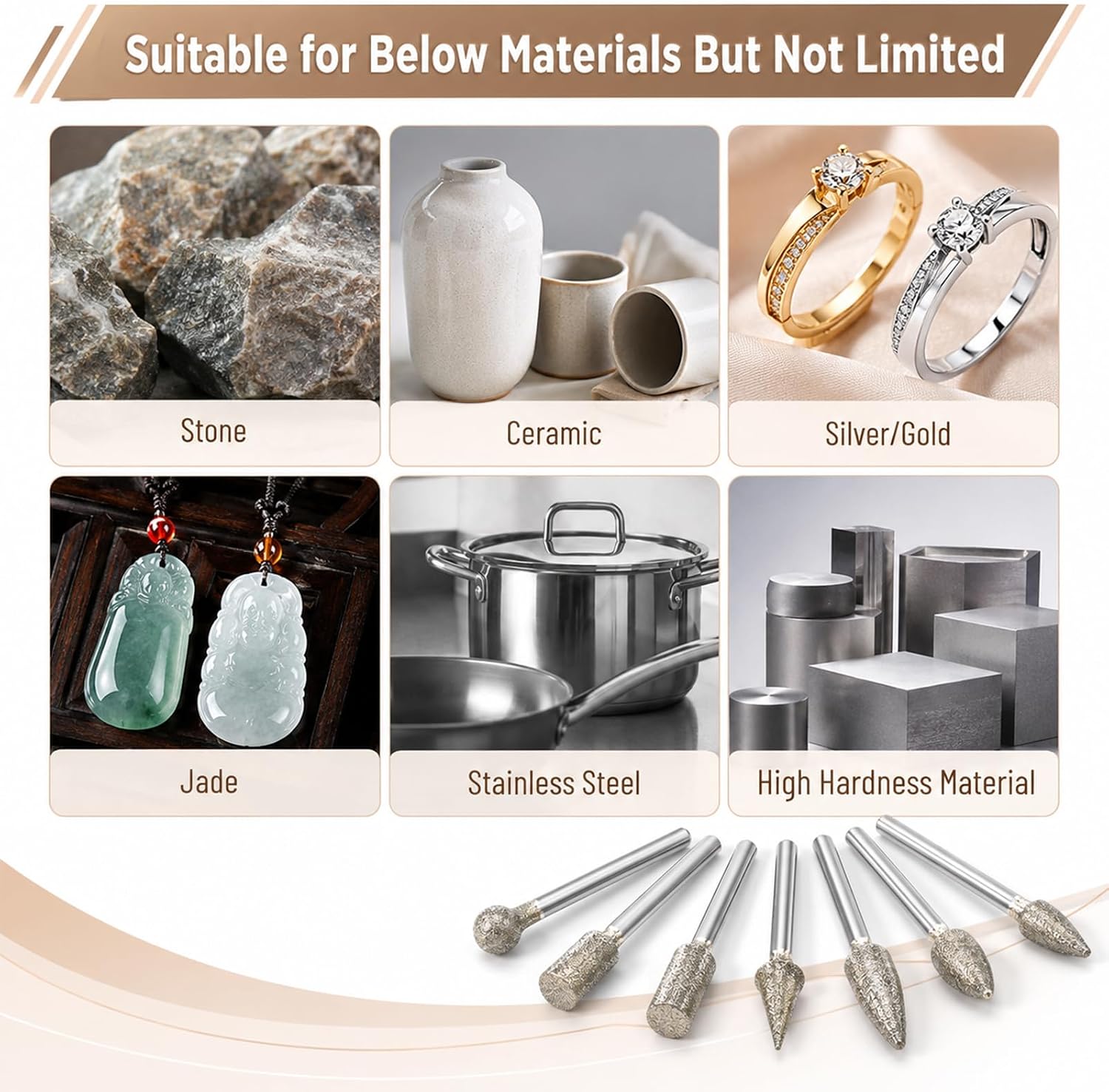 Stone Carving Set Polishing Diamond Burrs