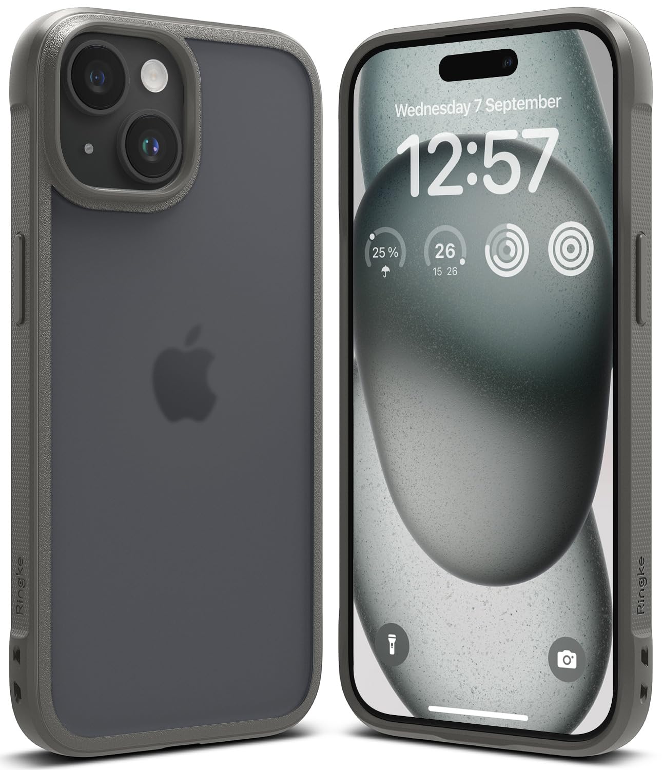 Coque iPhone 15 Ringke Fusion Bold protection antichoc gris mat