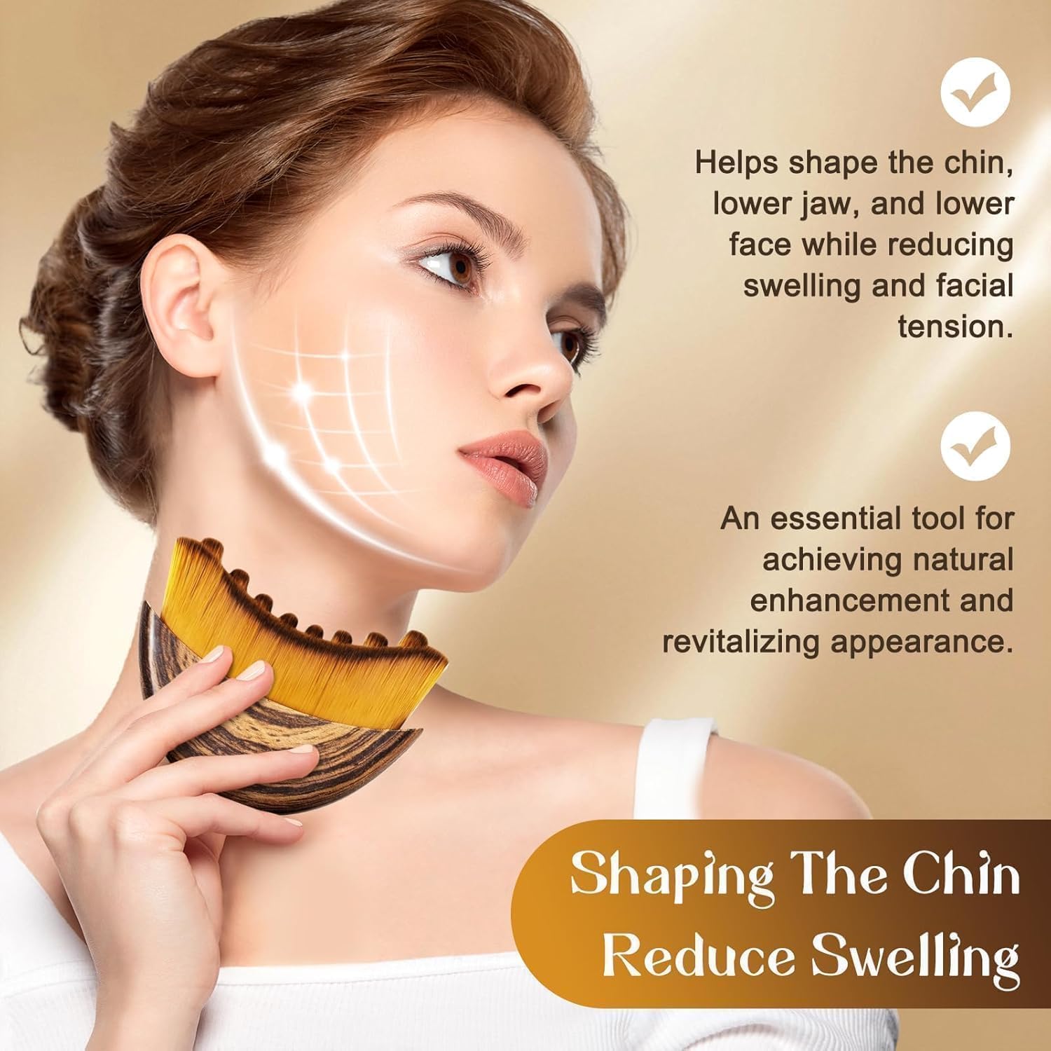 Lymphatic Contour Face Brush – Jawline & Cheek Sculpting Tool, Manual Facial Massage Brush for Lifting, Puffiness, and Lymphatic Drainage, Ergonomic Skin Care Massager for Women & Men