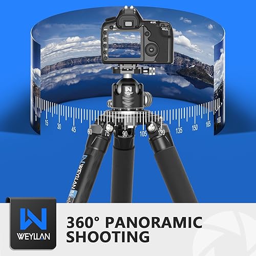 Miniatura 23 de WEYLLAN CH55 - Cabezal de bola de perfil bajo de 2.165 in, cabeza de bola panorámica, cabezal de cámara de trípode de metal CNC para trípodes