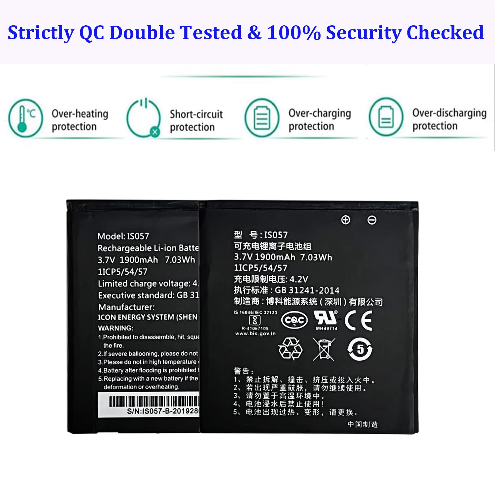 Batería compatible con [Angelcare] AC320, AC327, AC337, AC527, para [Pax] myPOS D200, D200T, IS275, Mini (reemplazo para IS057)
