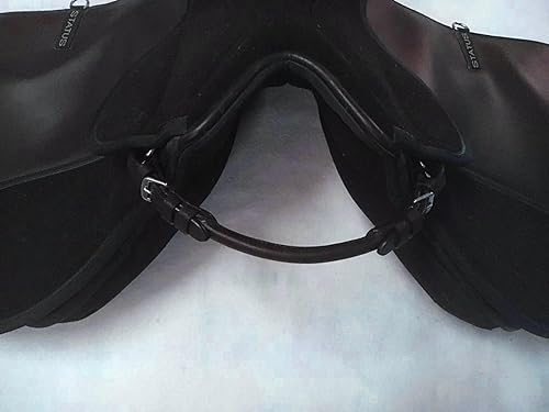 Miniatura 17 de Majestic Ally Par de correas de cuero enrollado con hebilla para sillas de montar inglesas, correa de mano para seguridad al montar a caballo, Negro