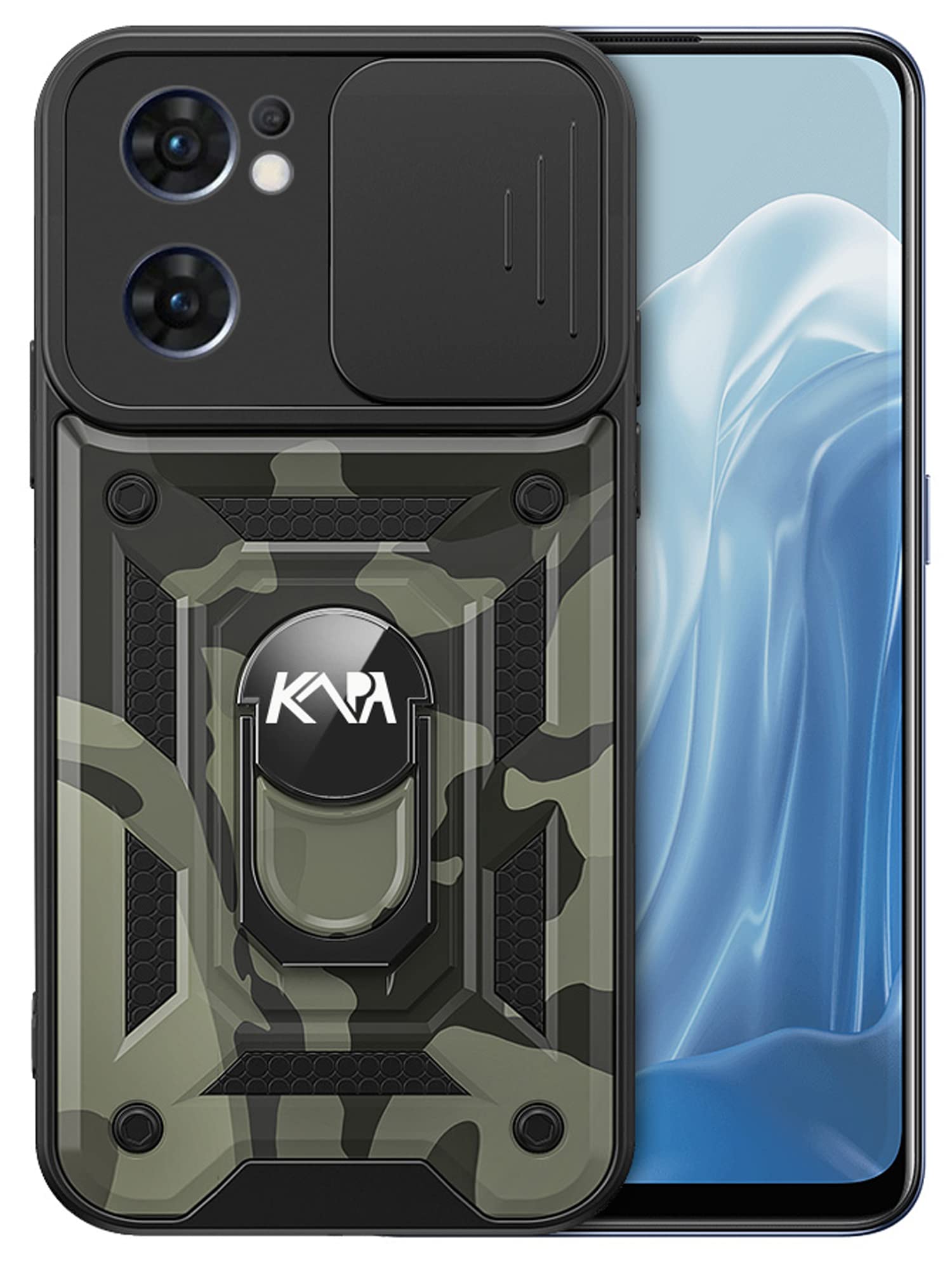 Kapa Tank Back Cover for Oppo Reno 7 (5G), Ring + Slider Shockproof Lens Protection Case (Black) (B0BBM8KGN3) Amazon Price History, Amazon Price Tracker