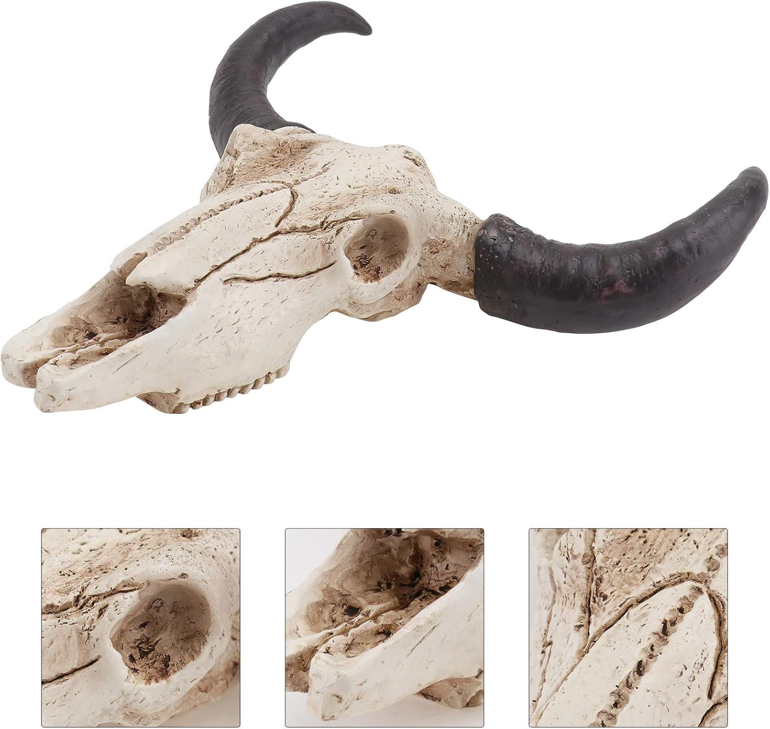 Long Horn Cow Skull Wall Mounted Steer Cattle Cow Skull Hanging Figurine Ornament Cabin Lodge Gothic Macabre Decor for Halloween Haunted House - Image 4