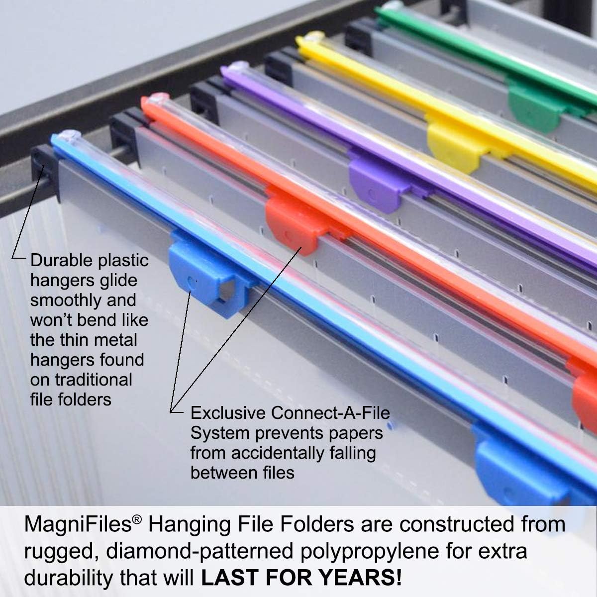 Ultimate Office MagniFile Hanging File Folders V- Bottom Letter Size with 11 inch Magnified Indexes that Double The Size of Your File Titles to Find Files Fast. (Set of 20 Frost)