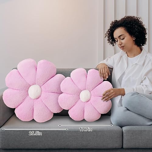 Miniatura 3 de Almohada decorativa de flores, súper suave, almohada de suelo de margaritas moradas, para asiento de lectura y almohada de dector de habitación