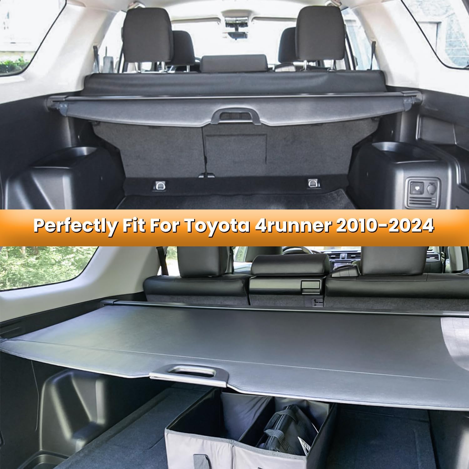 E-cowlboy Trunk Cargo Cover for Toyota 4runner 2010-2018 2019 2020 2021 2022 2023 2024 Retractable Rear Trunk Cargo Luggage Security Shade Cover Shield Waterproof Custom Fit All Weather (Black)