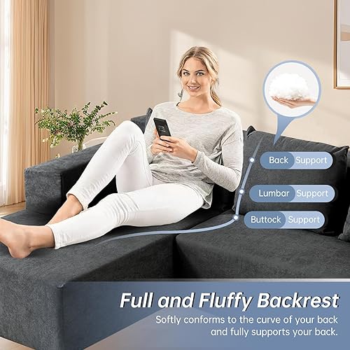 Miniatura 45 de ANONER - Sofá cama plegable, con almohada, tamaño individual, color gris claro Gris claro,Gris oscuro,Verde oscuro,Peluche gris oscuro