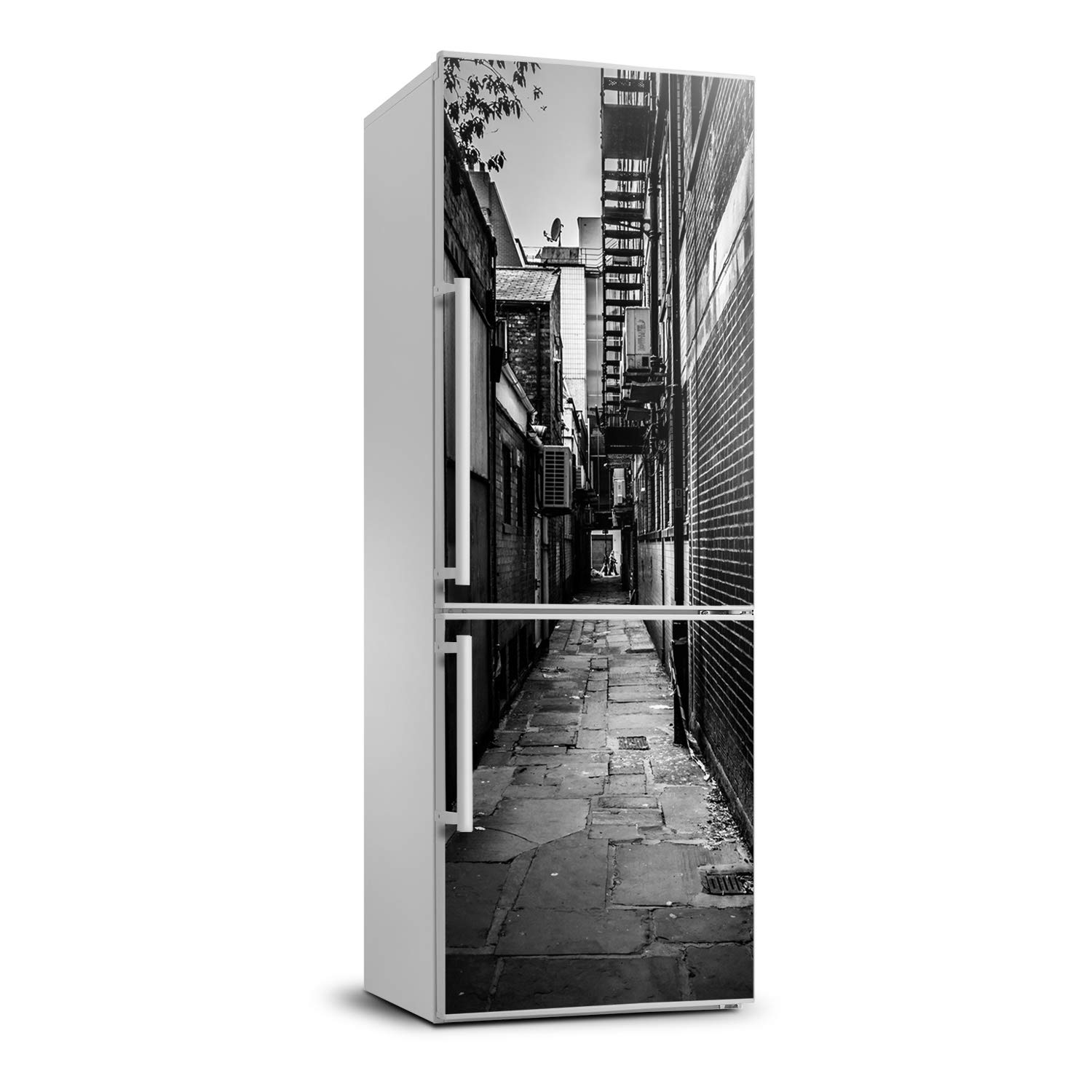 Vinilo para nevera de 70x190 cm con diseño de calles de la ciudad para decoración de cocina