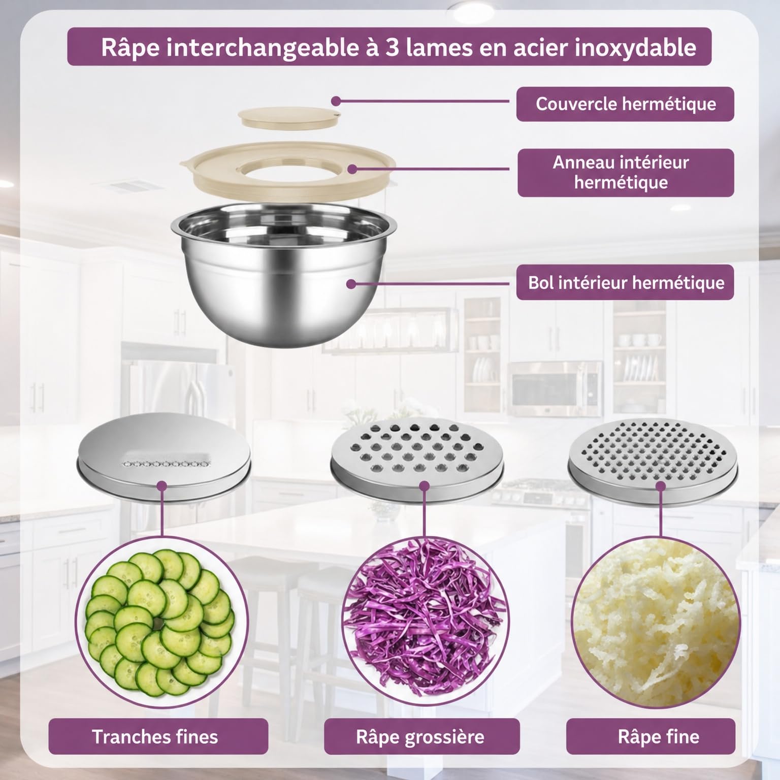 Lot de Bols mélangeurs en INOX 26 pièces - Bol à pâte - Bol à mélanger - Bol mixeur - Bol mélangeur - avec Couvercle Anti-éclaboussures - Couvercles hermétiques - Accessoires râpe