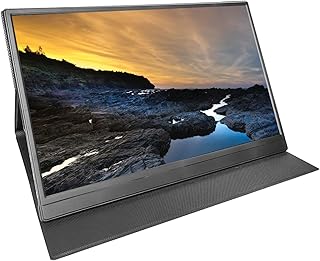 Monitor Portátil para Laptop, Monitor Portátil de 15,6 Polegadas FHD 1080P IPS HDR, Interface Portátil USB Tipo C Mini HD Console de Jogos Móvel Display de Expansão para Laptop, (plugue da ue)