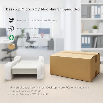 Desktop Micro PC & Mac Mini Shipping Box with Protective Foam Inserts