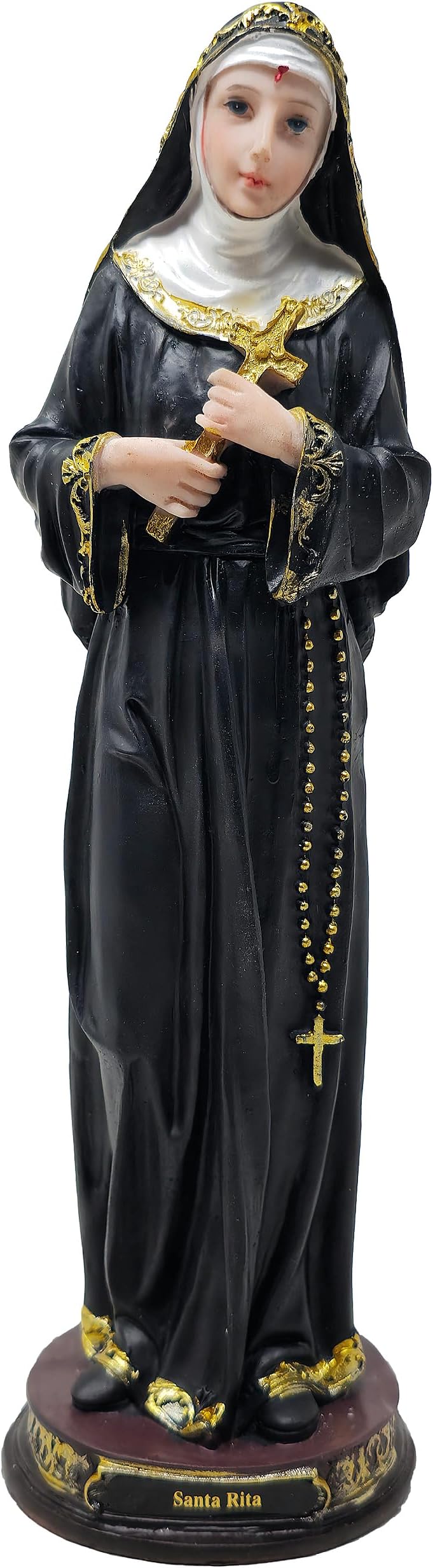 Saint Rita 12" Statue Catholic Santa Rita Figurine Religious Resin Black Robe Decor for Home Altar Church Gift
